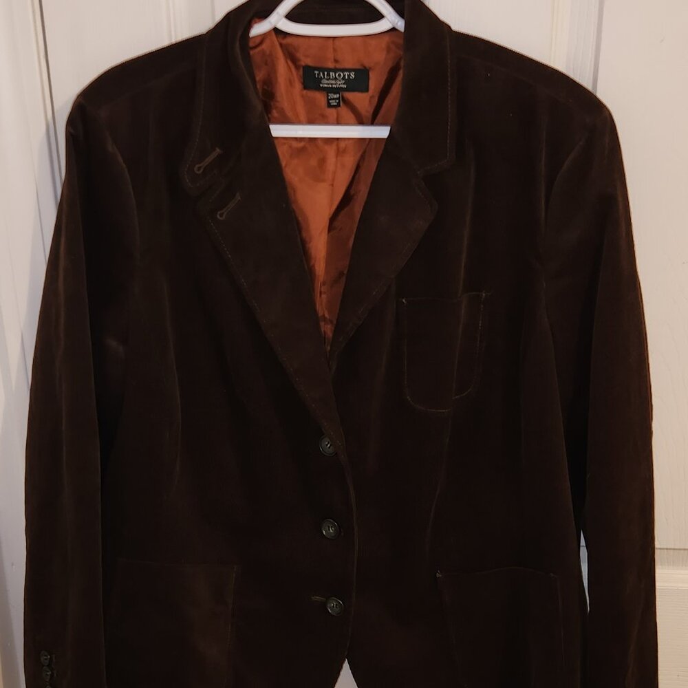 EUC Talbot Woman Petites Chocolate Brown Corduroy Blazer 20WP Perfect for Fall!